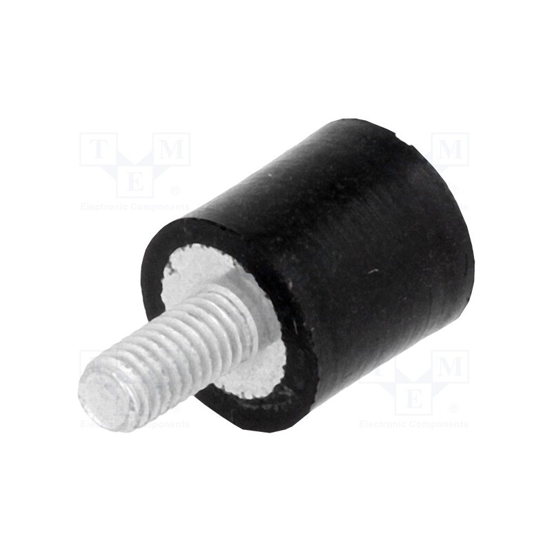 10 pcs : DVA.2-8-8-M3-6-55 - Vibration damper, M3, Ø: 8mm, rubber, L: 8mm, Thread len: 6mm, H: 3mm
