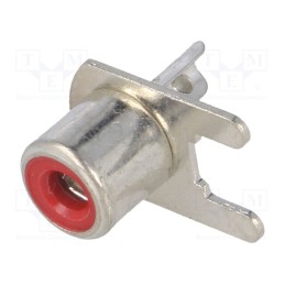 10 pcs : 571 - Socket, RCA, female, angled 90°, THT, brass, tinned, on PCBs