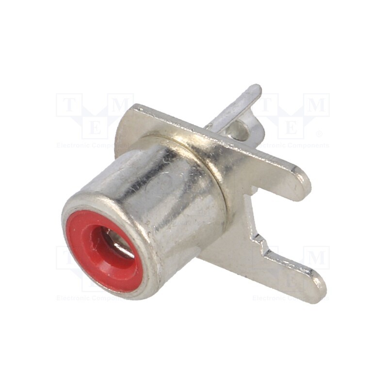 10 pcs : 571 - Socket, RCA, female, angled 90°, THT, brass, tinned, on PCBs