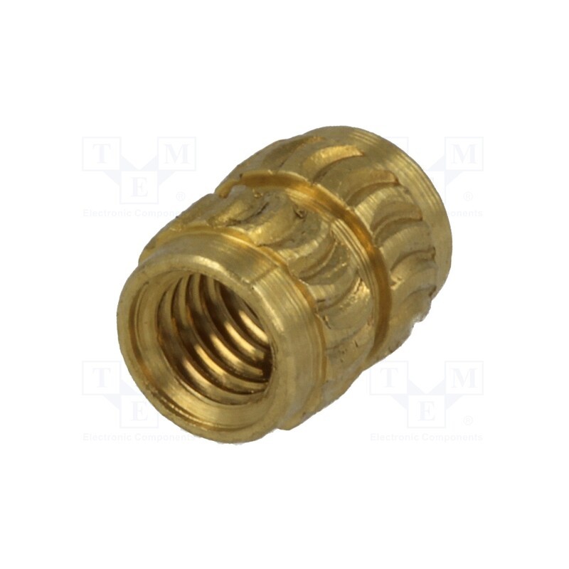 50 pcs : 1429841 - Threaded insert, brass, M3, BN 1934, Features: for welding