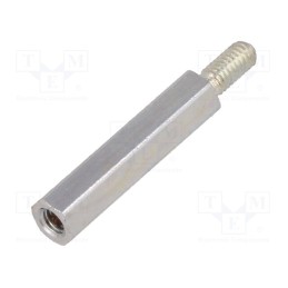 50 pcs : 2212X18 - Screwed spacer sleeve, 18mm, Int.thread: M2,5, Ext.thread: M2,5