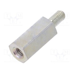 50 pcs : 225X12 - Screwed spacer sleeve, 12mm, Int.thread: M3, Ext.thread: M3, steel