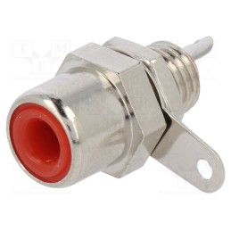 10 pcs : 582 - Socket, RCA, female, straight, soldering, brass, nickel plated