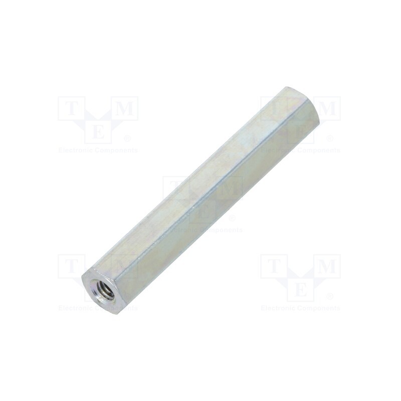 50 pcs : 122X30 - Screwed spacer sleeve, 30mm, Int.thread: M2,5, hexagonal, steel