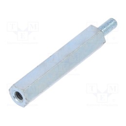 50 pcs : 222X25 - Screwed spacer sleeve, 25mm, Int.thread: M2,5, Ext.thread: M2,5