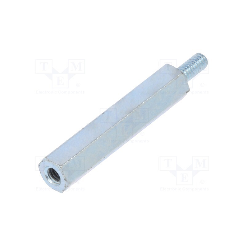 50 pcs : 222X25 - Screwed spacer sleeve, 25mm, Int.thread: M2,5, Ext.thread: M2,5
