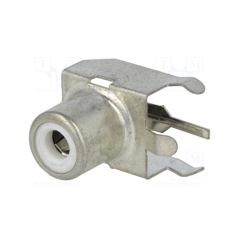 10 pcs : 587 - Socket, RCA, female, angled 90°, THT, brass, tinned, on PCBs