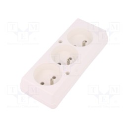 10 pcs : 5907570000421 - Connector: AC supply, female, splitter, 2P+PE, 250VAC, 16A, white
