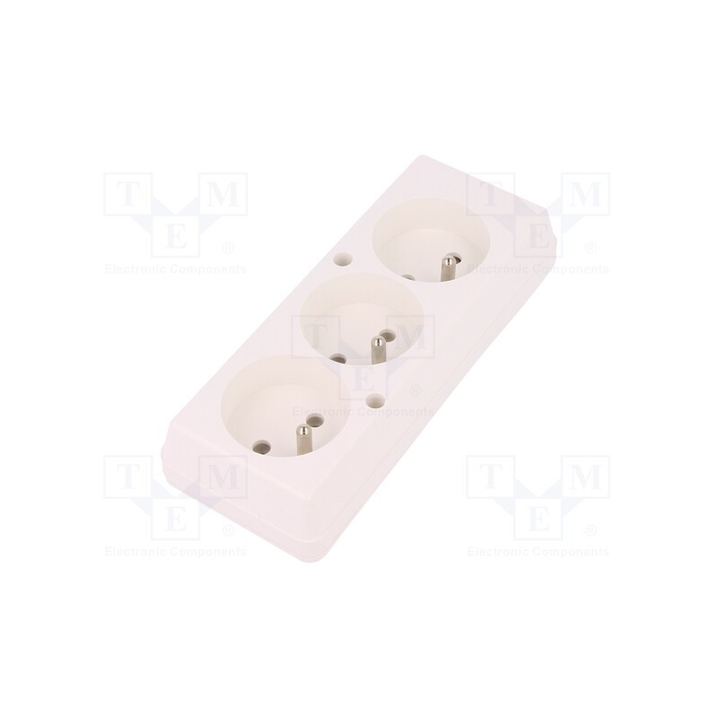 10 pcs : 5907570000421 - Connector: AC supply, female, splitter, 2P+PE, 250VAC, 16A, white