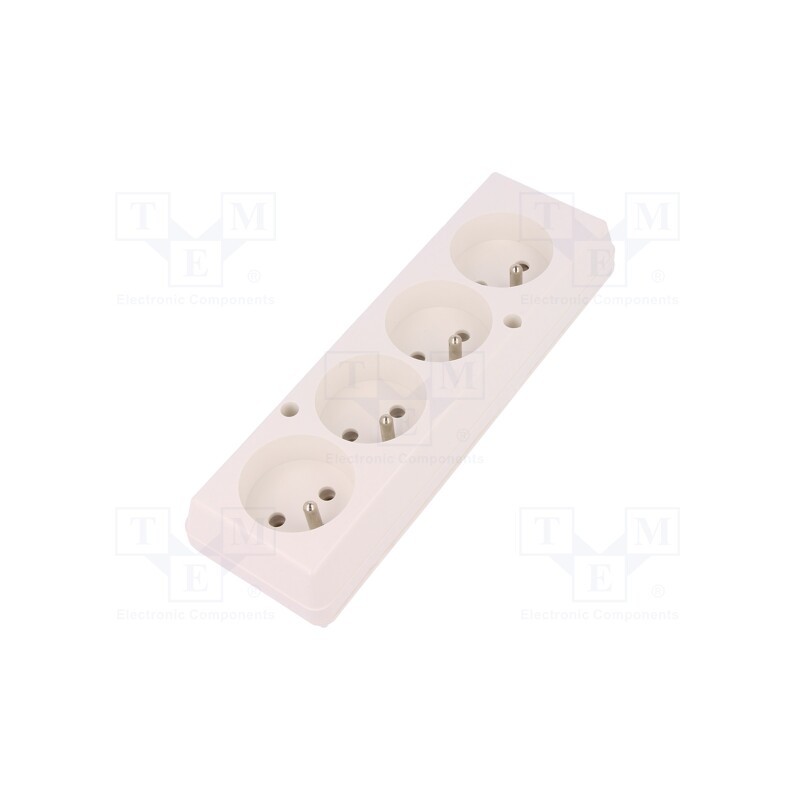 10 pcs : 5907570000445 - Connector: AC supply, female, splitter, 2P+PE, 250VAC, 16A, white