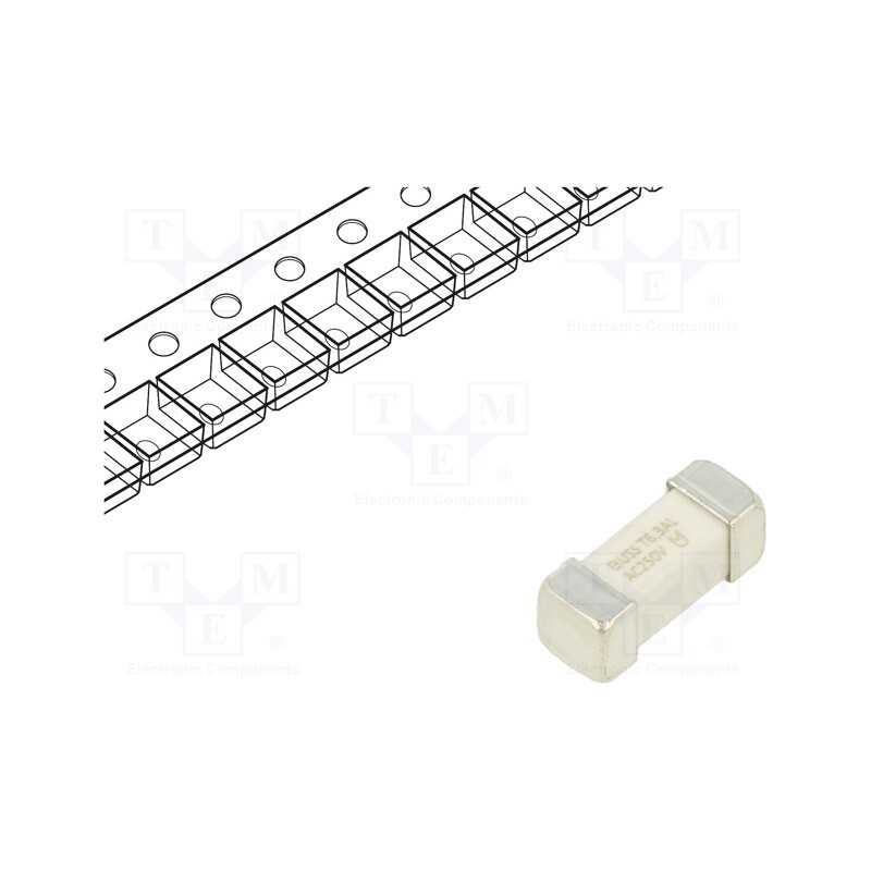 10 pcs : TR-1245UMFT6-3-R - Fuse: fuse, time-lag, 6.3A, 250VAC, soldered,SMD, ceramic, 1245UMFT
