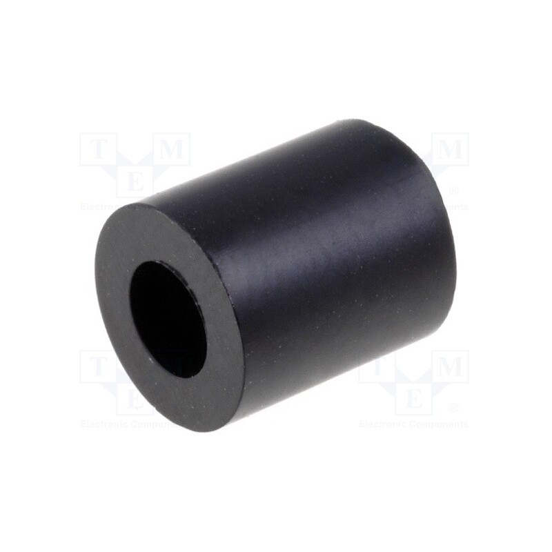 100 pcs : KDR08 - Spacer sleeve, cylindrical, polystyrene, L: 8mm, Øout: 7mm, black