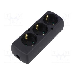 10 pcs : 5907570007185 - Connector: AC supply, female, splitter, 2P+PE, 250VAC, 16A, black