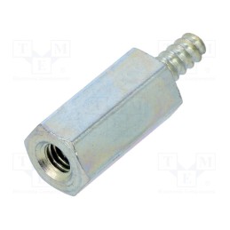 50 pcs : 222ST2.2X10 - Screwed spacer sleeve, 10mm, Int.thread: M2,5, Ext.thread: ST2,2