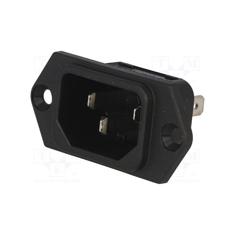 10 pcs : 6100.32 - Connector: AC supply, socket, male, 10A, 250VAC, IEC 60320, C14 (E)