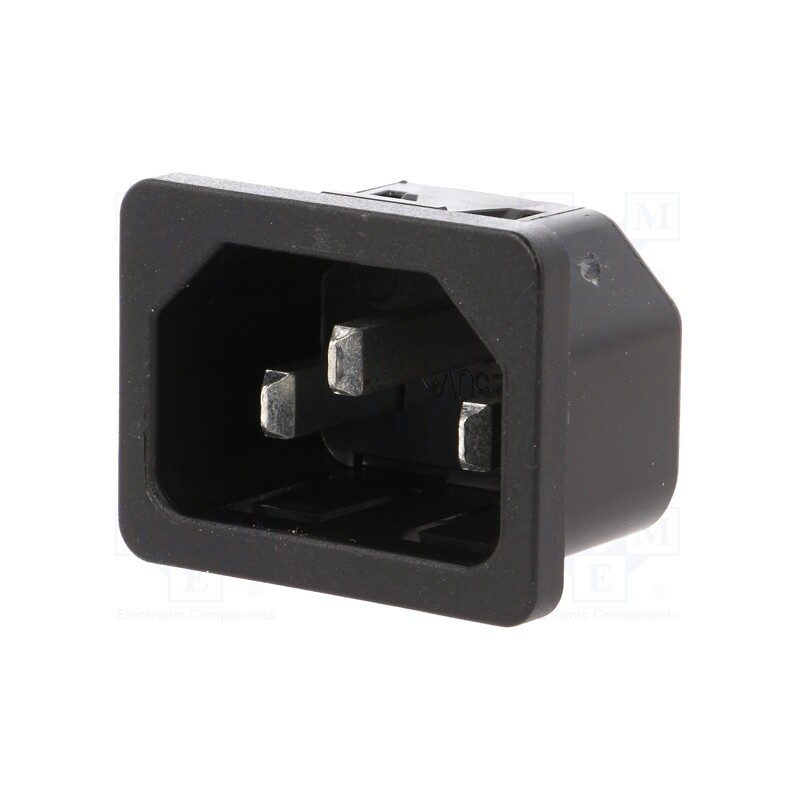 10 pcs : 6100.412 - Connector: AC supply, socket, male, 10A, 250VAC, IEC 60320, C14 (E)