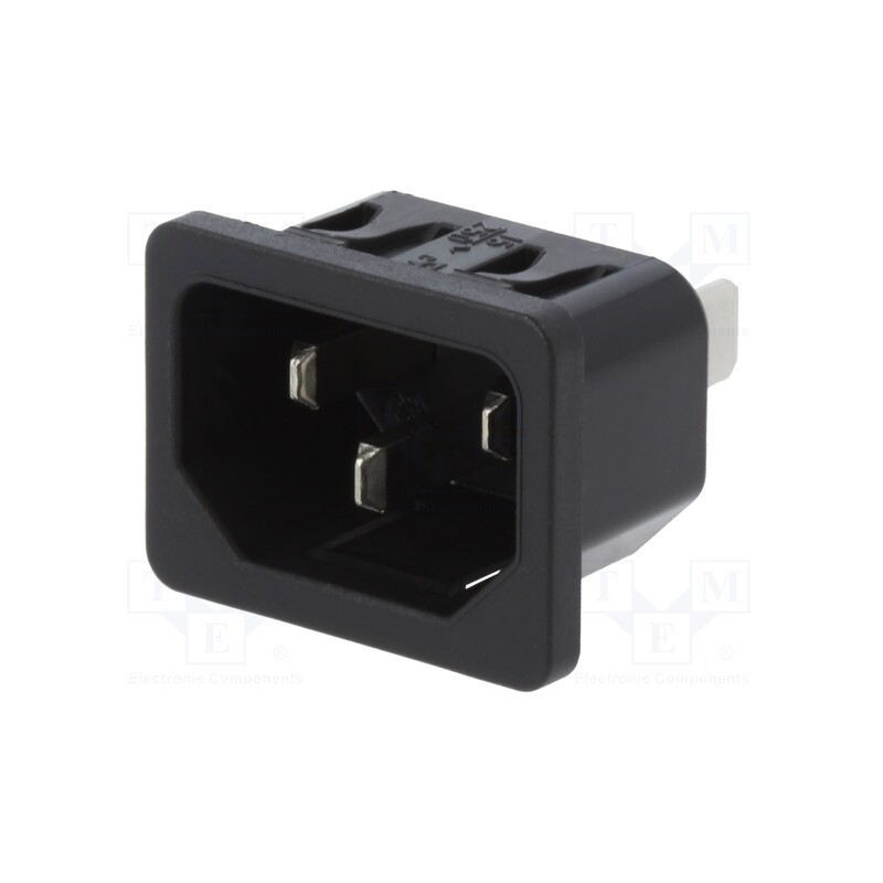 10 pcs : 6100.4312 - Connector: AC supply, socket, male, 10A, 250VAC, IEC 60320, C14 (E)