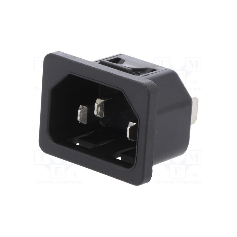 10 pcs : 6100.433 - Connector: AC supply, socket, male, 10A, 250VAC, IEC 60320, C14 (E)