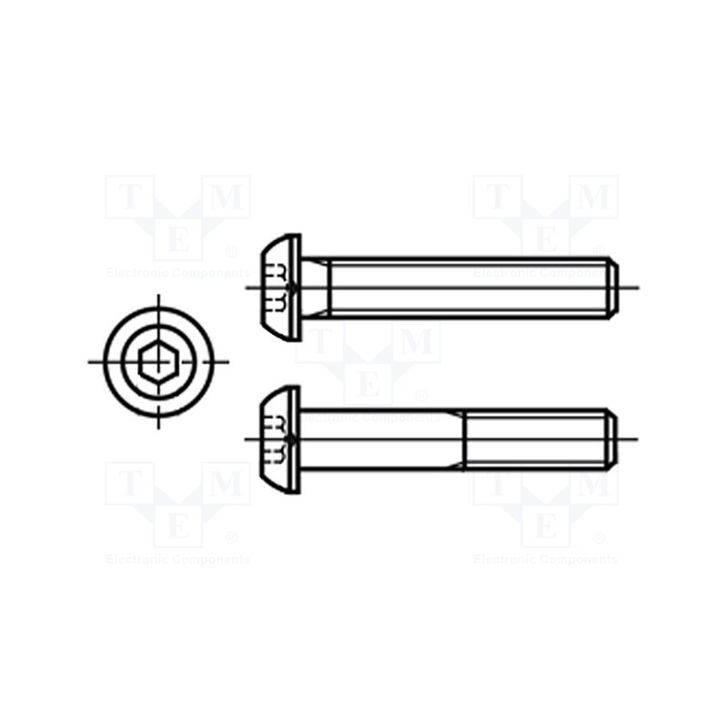 500 pcs : M3X4/ISO7380-1-A2 - Screw, M3x4, 0.5, Head: button, hex key, HEX 2mm, ISO 7380-1