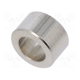 50 pcs : 317/4.3X04 - Spacer sleeve, 4mm, cylindrical, brass, nickel, Out.diam: 7mm