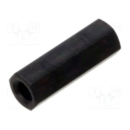 50 pcs : 113X15SW - Screwed spacer sleeve, 15mm, Int.thread: M3, hexagonal, brass