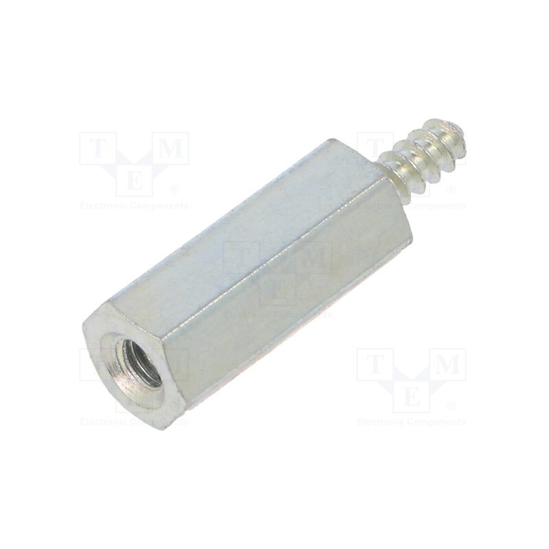 50 pcs : 222ST2.2X12 - Screwed spacer sleeve, 12mm, Int.thread: M2,5, Ext.thread: ST2,2