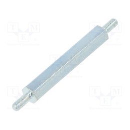 50 pcs : 422X30 - Screwed spacer sleeve, 30mm, Ext.thread: M2,5, hexagonal, steel