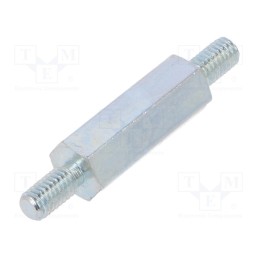 50 pcs : 424X15 - Screwed spacer sleeve, 15mm, Ext.thread: M3, hexagonal, steel