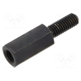 50 pcs : 213X10SW - Screwed spacer sleeve, 10mm, Int.thread: M3, Ext.thread: M3, brass