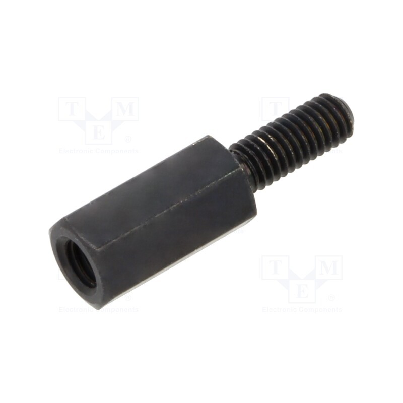 50 pcs : 213X10SW - Screwed spacer sleeve, 10mm, Int.thread: M3, Ext.thread: M3, brass