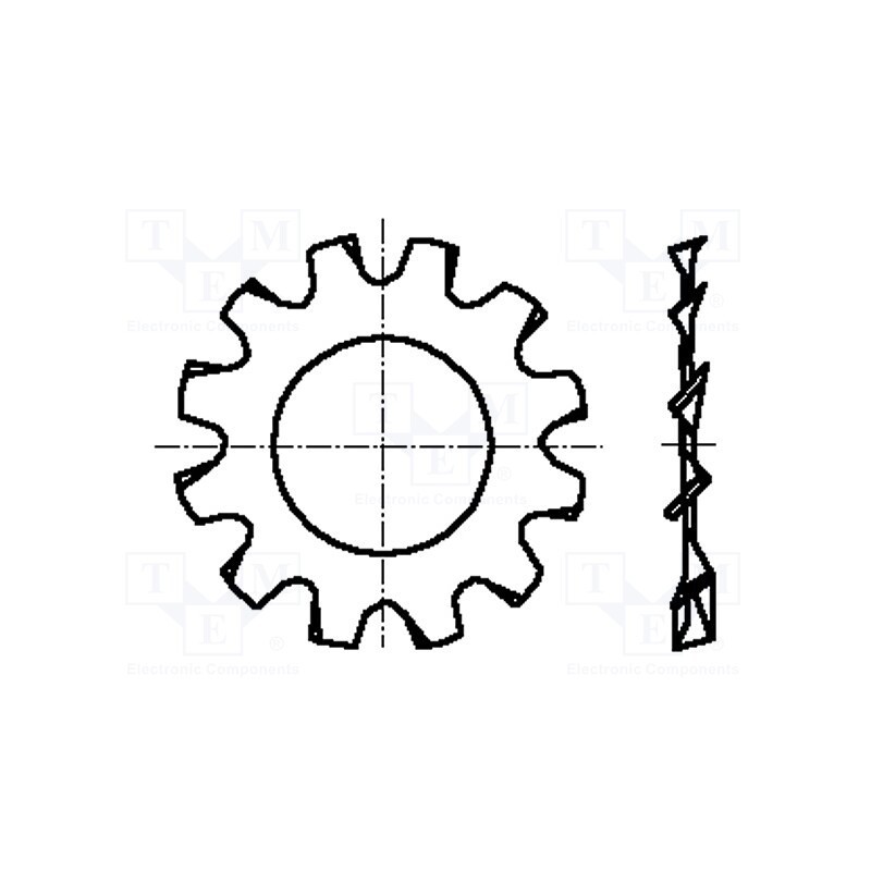 500 pcs : 1279270 - Washer, externally serrated, M3, D6mm, h0.4mm, spring steel