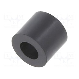 100 pcs : KDR06 - Spacer sleeve, cylindrical, polystyrene, L: 6mm, Øout: 7mm, black