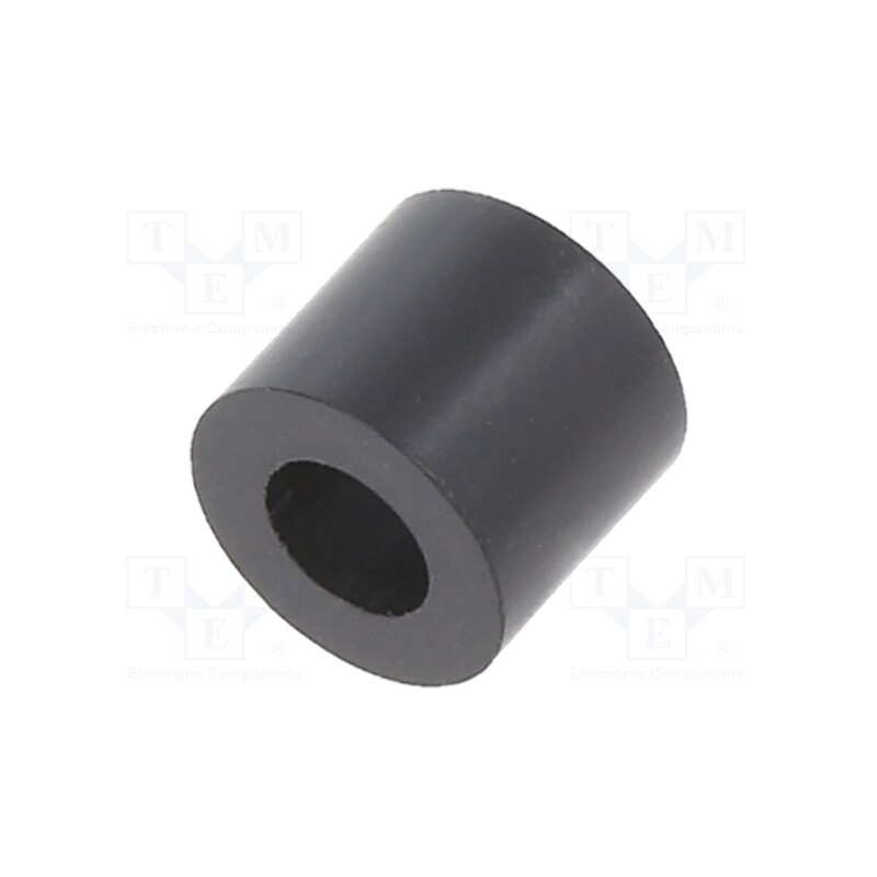 100 pcs : KDR06 - Spacer sleeve, cylindrical, polystyrene, L: 6mm, Øout: 7mm, black