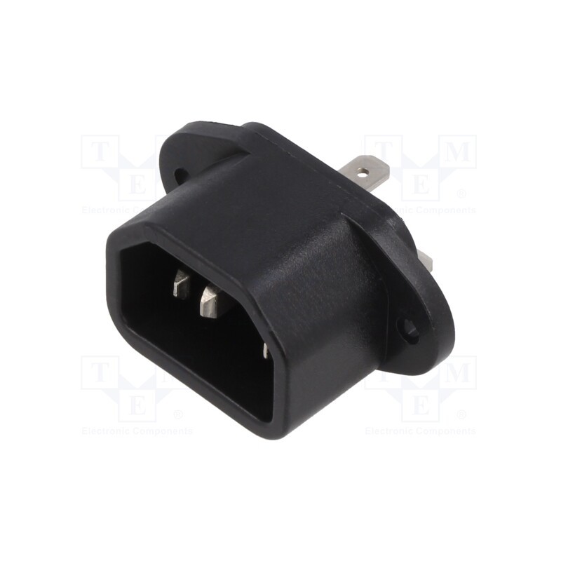 10 pcs : 6162.0042 - Connector: AC supply, socket, male, 10A, 250VAC, IEC 60320, C14 (E)