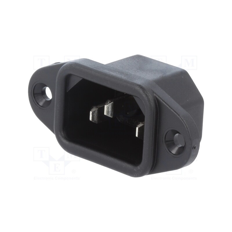 10 pcs : 6162.0046 - Connector: AC supply, socket, male, 10A, 250VAC, IEC 60320, C14 (E)