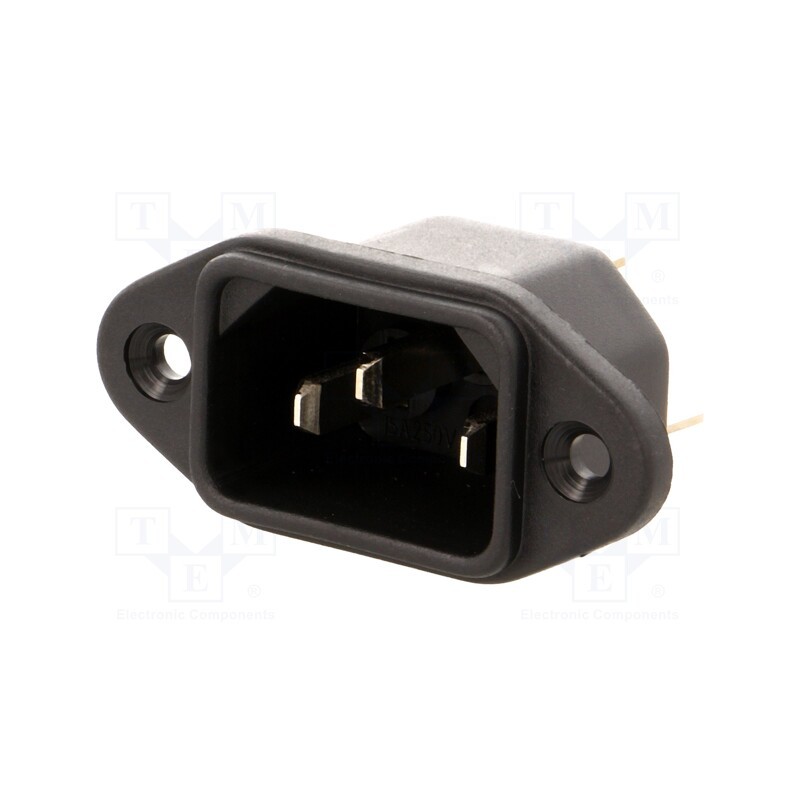 10 pcs : 6162.0057 - Connector: AC supply, socket, male, 10A, 250VAC, IEC 60320, C14 (E)