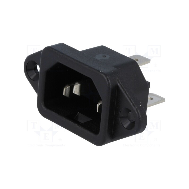 10 pcs : 6162.0159 - Connector: AC supply, socket, male, 10A, 250VAC, IEC 60320, 6061
