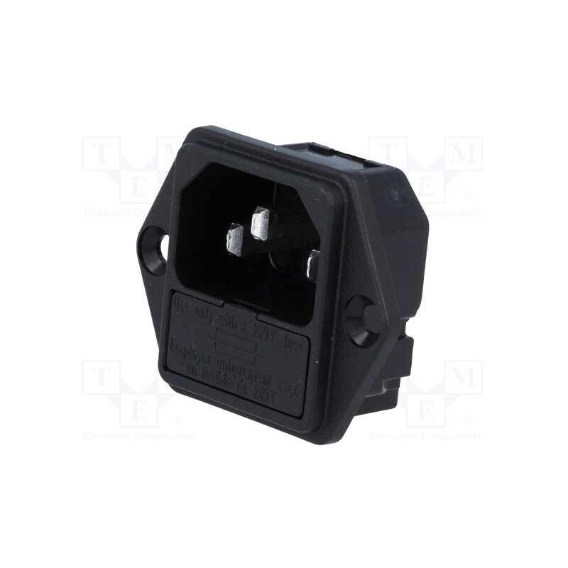 10 pcs : 6200.21 - Connector: AC supply, socket, male, 10A, 250VAC, IEC 60320, C14 (E)