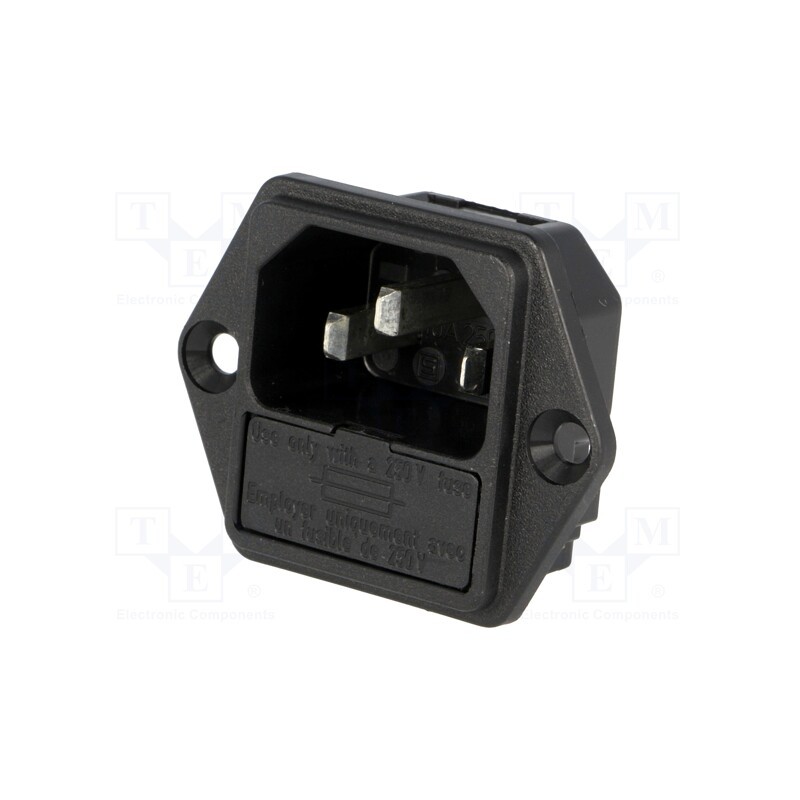 10 pcs : 6200.23 - Connector: AC supply, socket, male, 10A, 250VAC, IEC 60320, C14 (E)