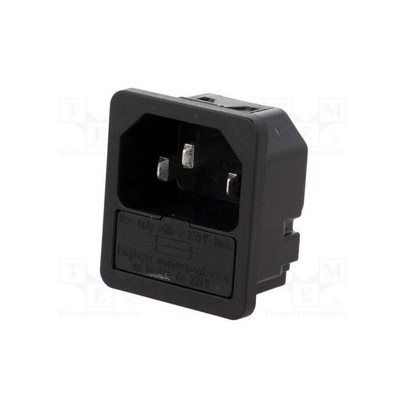 10 pcs : 6200.411 - Connector: AC supply, socket, male, 10A, 250VAC, IEC 60320, C14 (E)