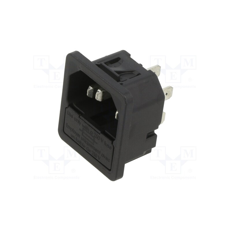 10 pcs : 6200.422 - Connector: AC supply, socket, male, 10A, 250VAC, IEC 60320, C14 (E)
