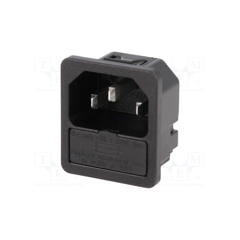 10 pcs : 6200.432 - Connector: AC supply, socket, male, 10A, 250VAC, IEC 60320, C14 (E)