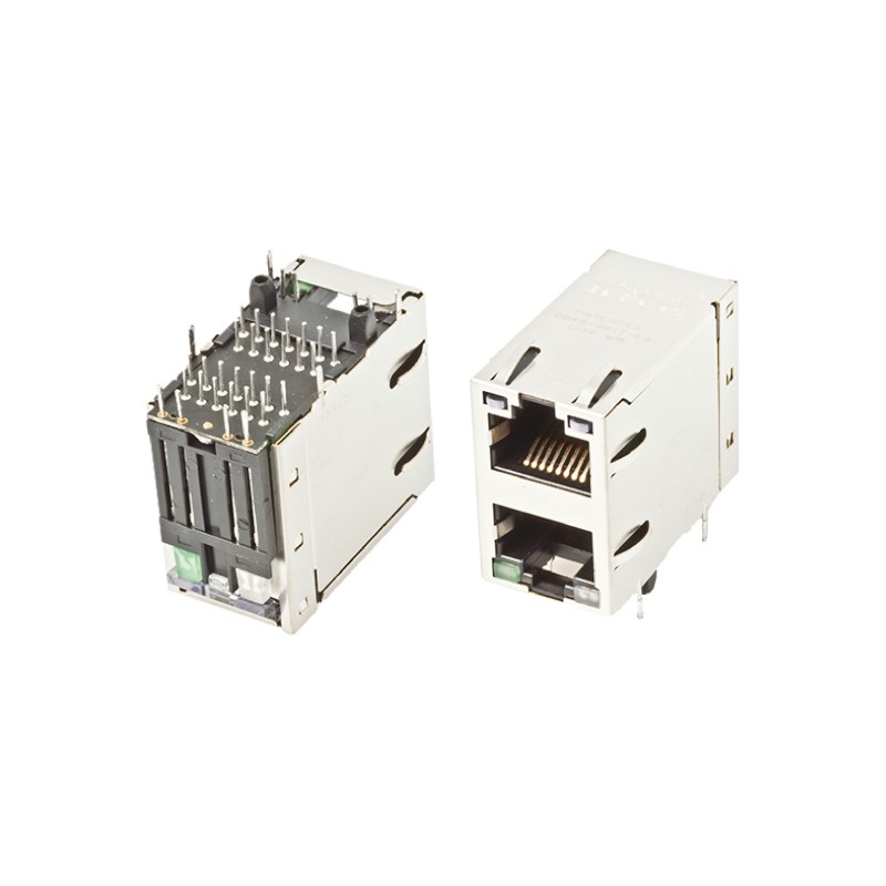 1 pcs - Bel-Stewart MagJack Series Female RJ45 Connector, Through Hole, STP Shield