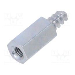 50 pcs : 224ST3.3X10 - Screwed spacer sleeve, 10mm, Int.thread: M3, Ext.thread: ST3,3