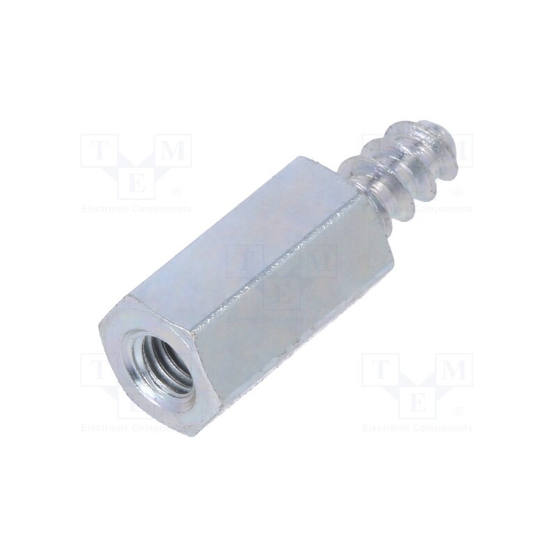 50 pcs : 224ST3.3X10 - Screwed spacer sleeve, 10mm, Int.thread: M3, Ext.thread: ST3,3