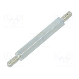 50 pcs : 4212X25 - Screwed spacer sleeve, 25mm, Ext.thread: M2,5, hexagonal, steel