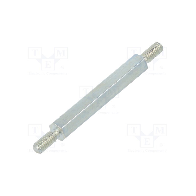 50 pcs : 4212X25 - Screwed spacer sleeve, 25mm, Ext.thread: M2,5, hexagonal, steel