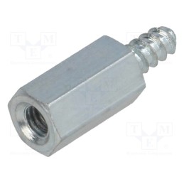 50 pcs : 224ST2.9X10 - Screwed spacer sleeve, 10mm, Int.thread: M3, Ext.thread: ST2,9