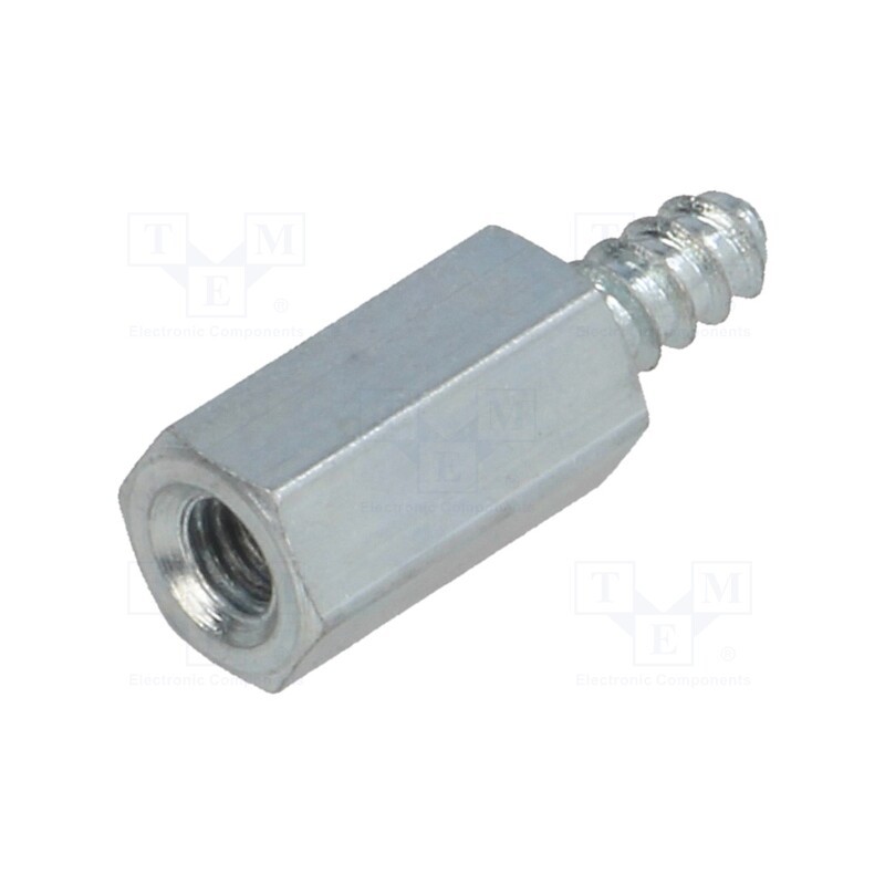 50 pcs : 224ST2.9X10 - Screwed spacer sleeve, 10mm, Int.thread: M3, Ext.thread: ST2,9