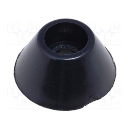 50 pcs : NF-001 - Foot, black, PVC, A: 14.8mm, B: 8mm, C: 6mm, E: 7mm, D: 3mm, F: 3.1mm